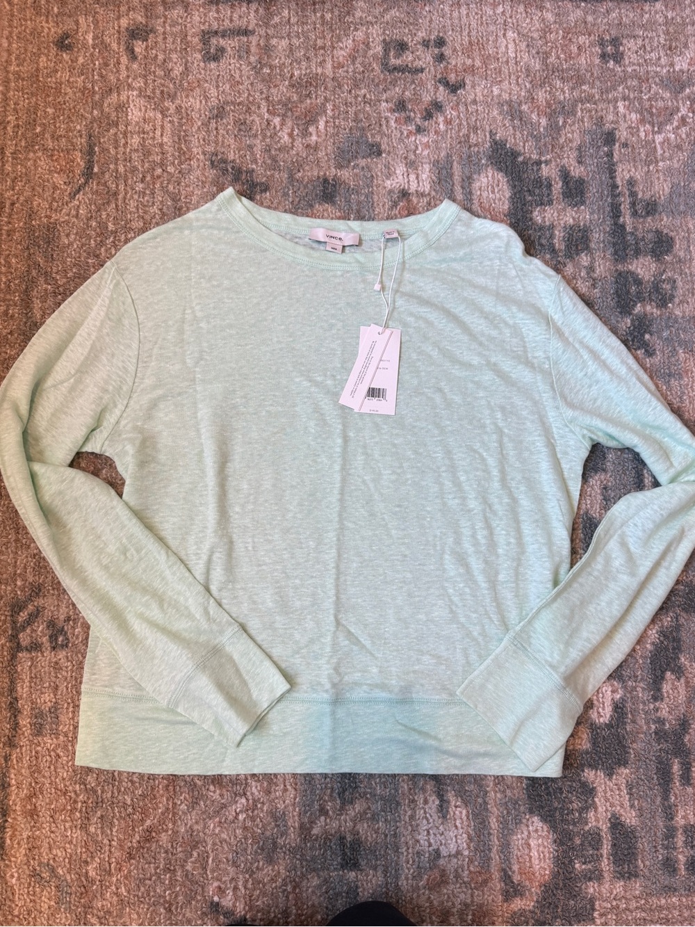 Vince Light Mint Linen Crewneck Sweatshirt